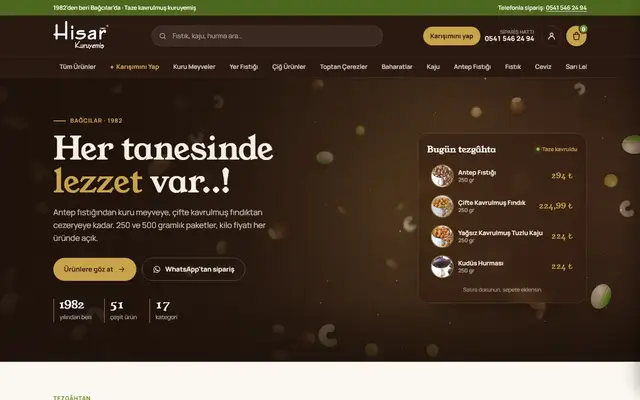 Hisar Kuruyemiş web sitesi