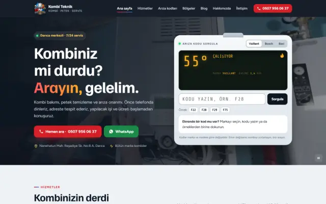 Kombi Teknik web sitesi